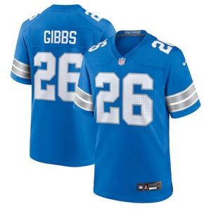 XXL & 3XL Jahmyr Gibbs Detroit Lions Nike NFL Game Jersey #26 -